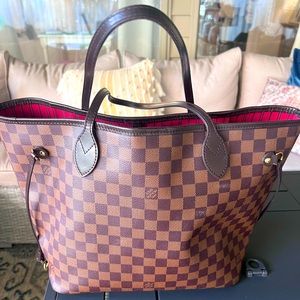 Louis Vuitton Never Full Brown checked with Red Interior.